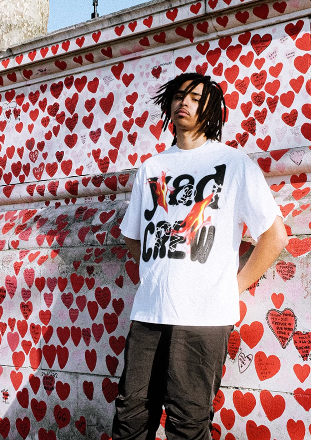 YADcrew Burning Skull graffiti print Tee