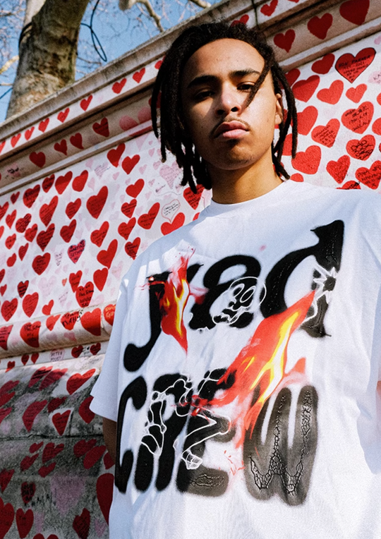 YADcrew Burning Skull graffiti print Tee