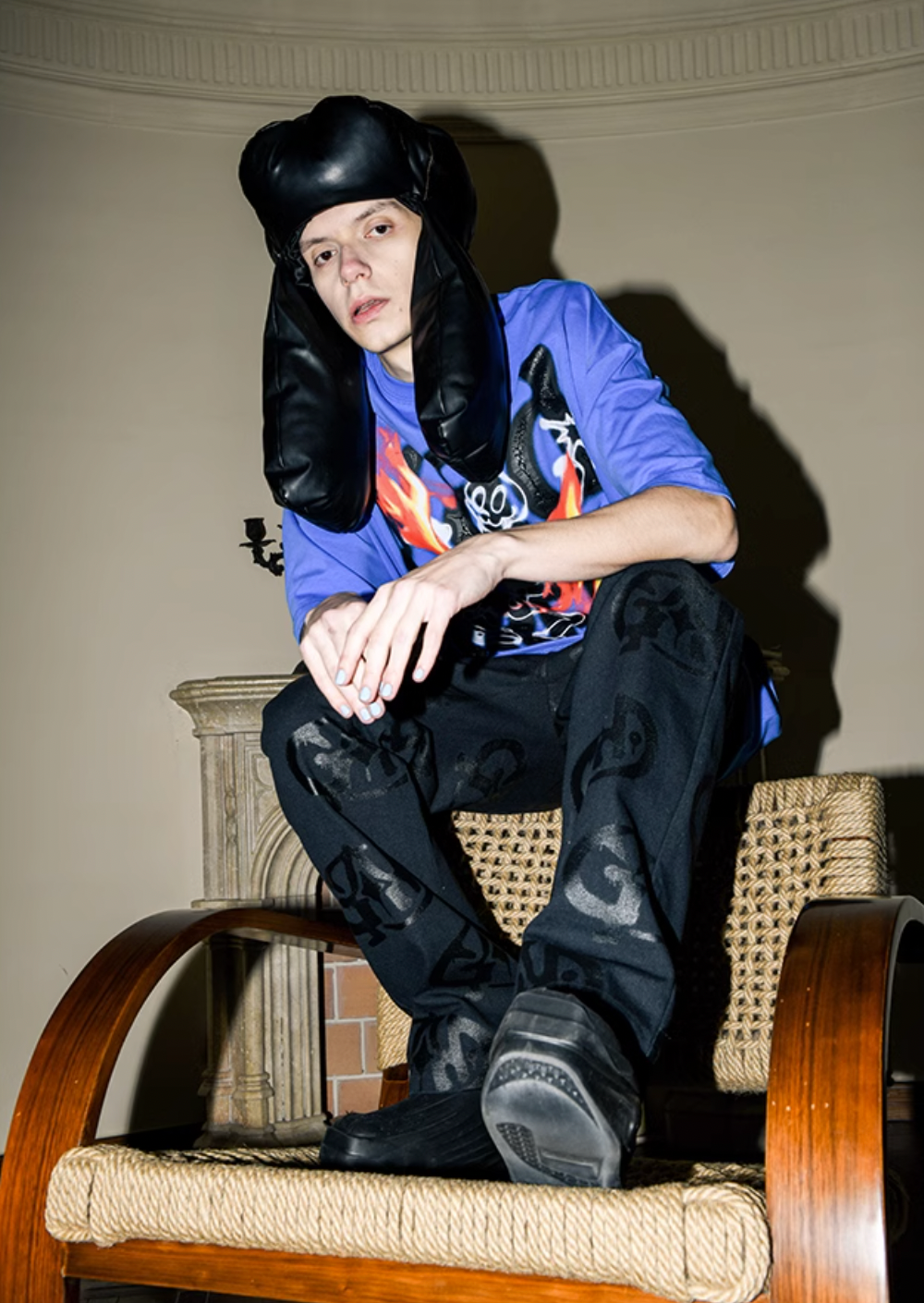 YADcrew Burning Skull graffiti print Tee