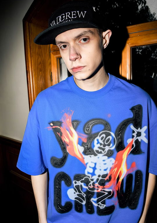 YADcrew Burning Skull graffiti print Tee