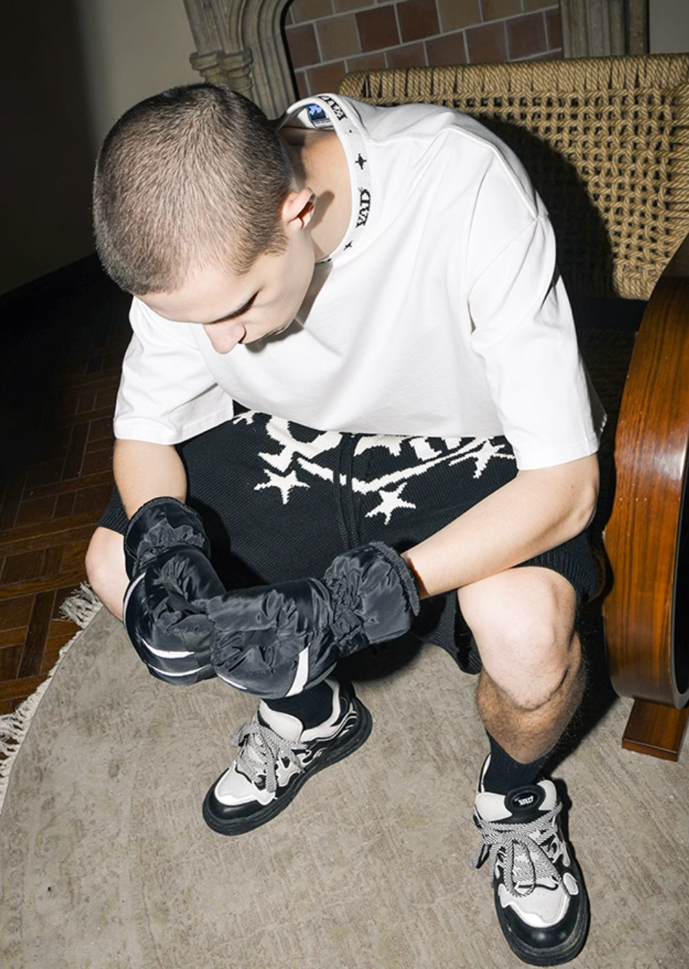 YADcrew Ribbed Jacquard Process Tee