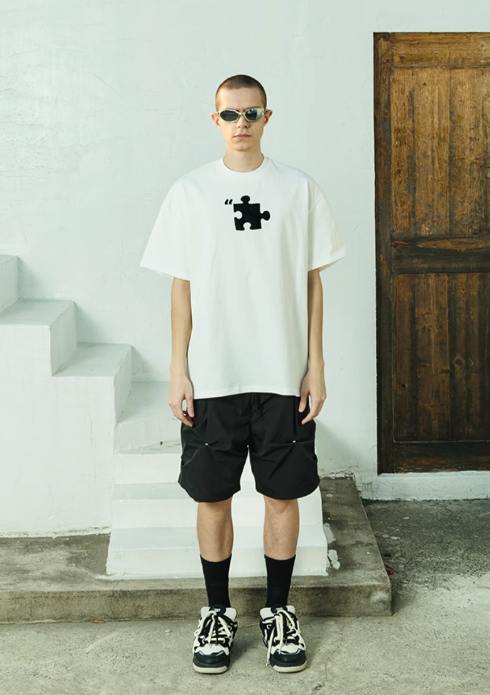 YADcrew Citation Embossed Puzzle Print Tee