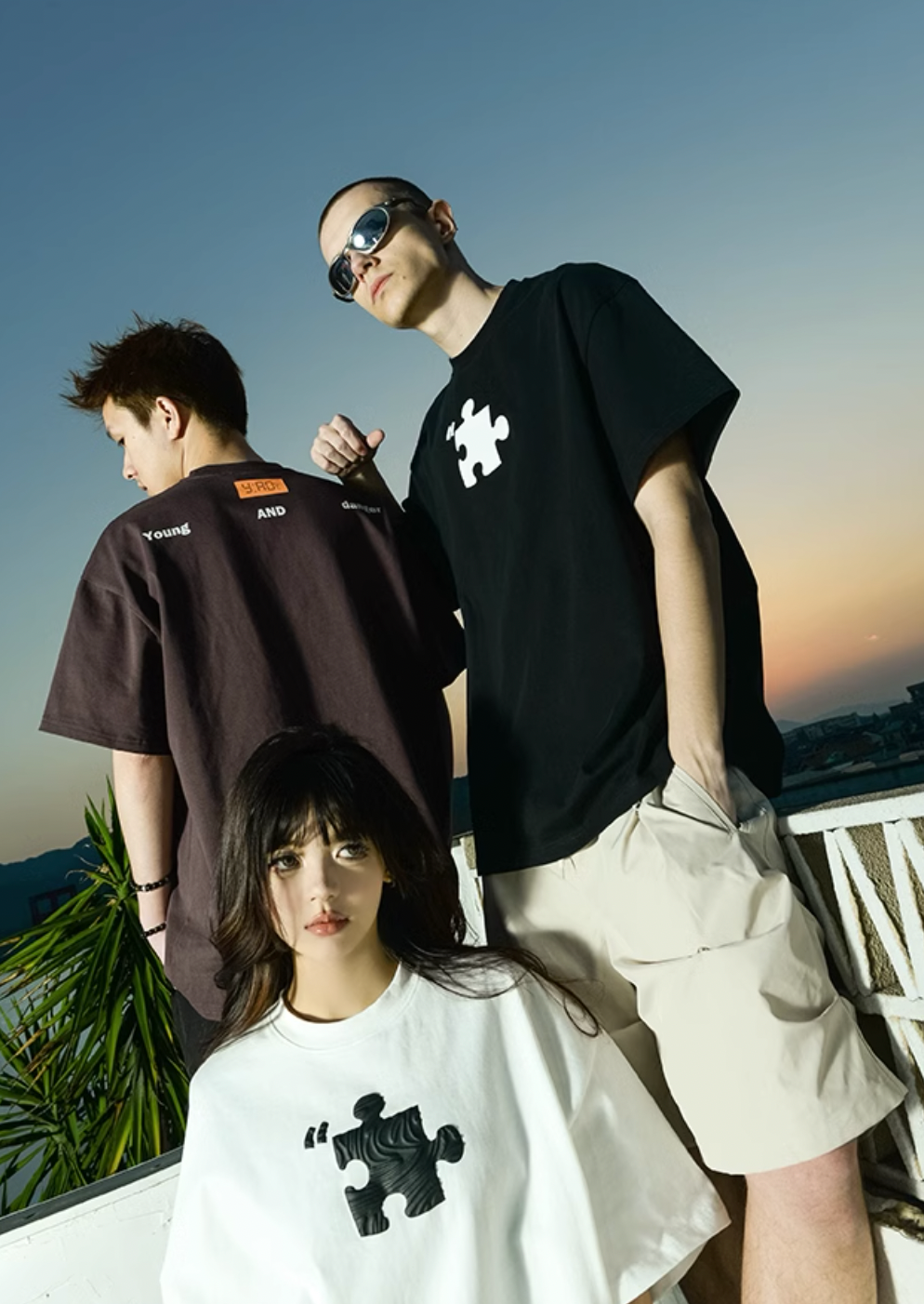 YADcrew Citation Embossed Puzzle Print Tee
