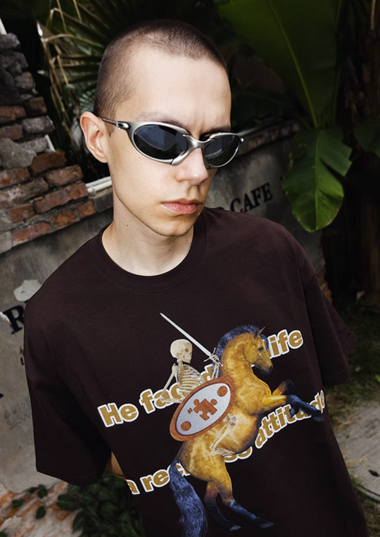 YADcrew Banner Skeleton War Horse Tee