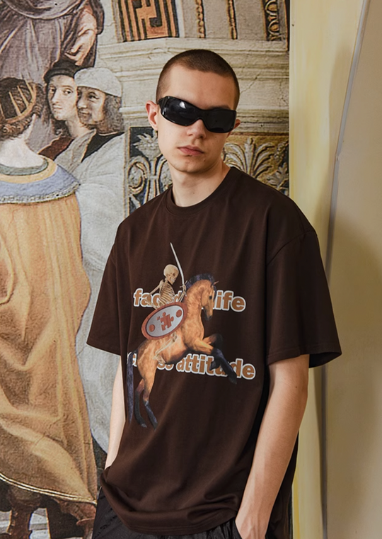 YADcrew Banner Skeleton War Horse Tee