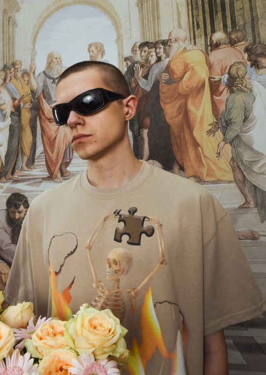 YADcrew Flame Reborn Jigsaw Skull Tee