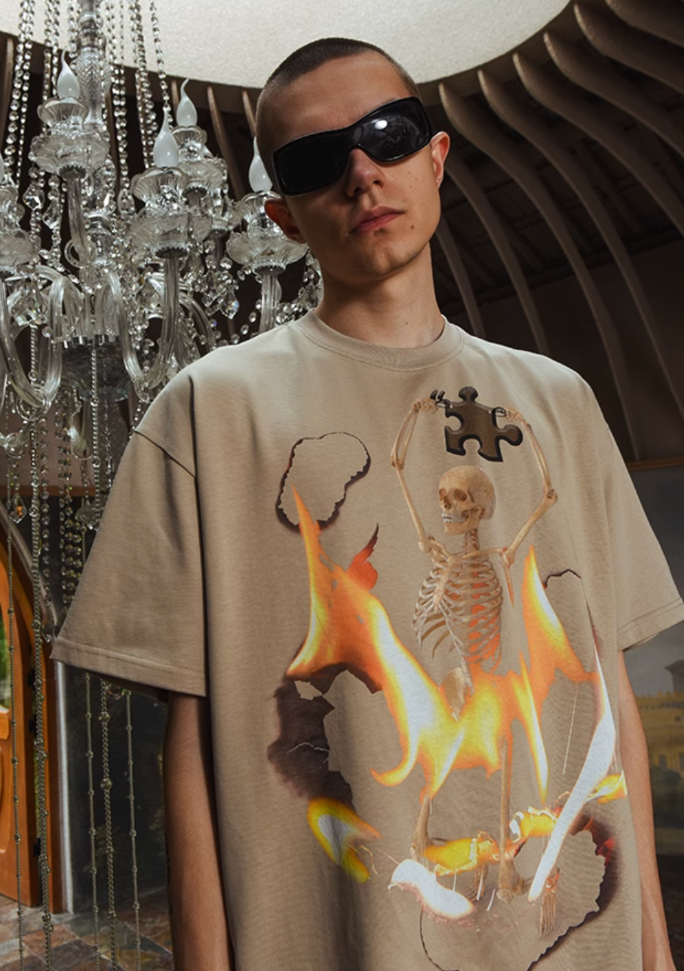 YADcrew Flame Reborn Jigsaw Skull Tee