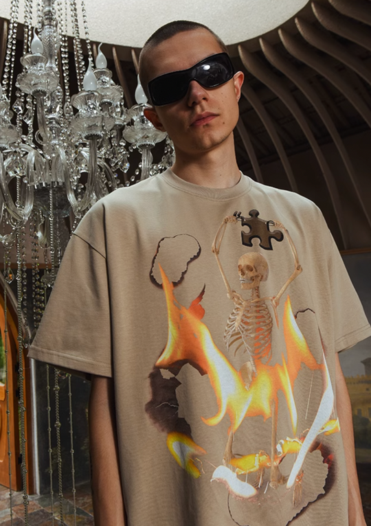 YADcrew Flame Reborn Jigsaw Skull Tee