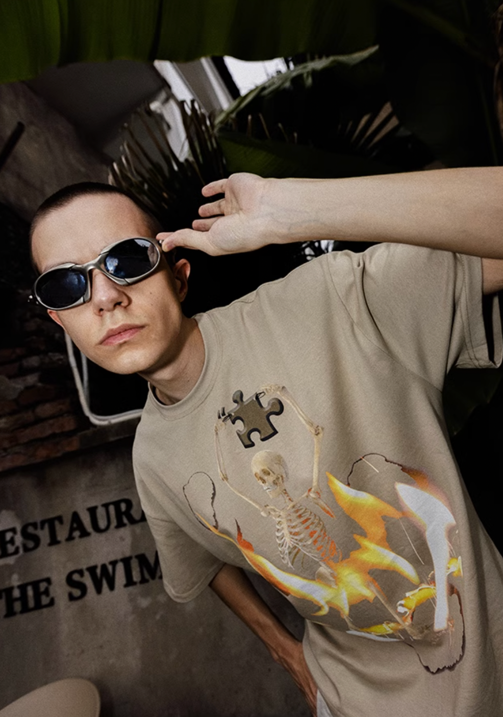 YADcrew Flame Reborn Jigsaw Skull Tee