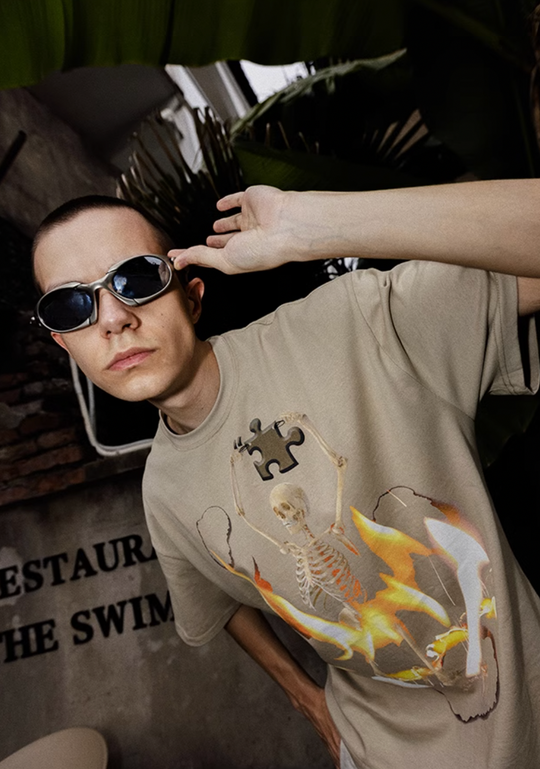 YADcrew Flame Reborn Jigsaw Skull Tee