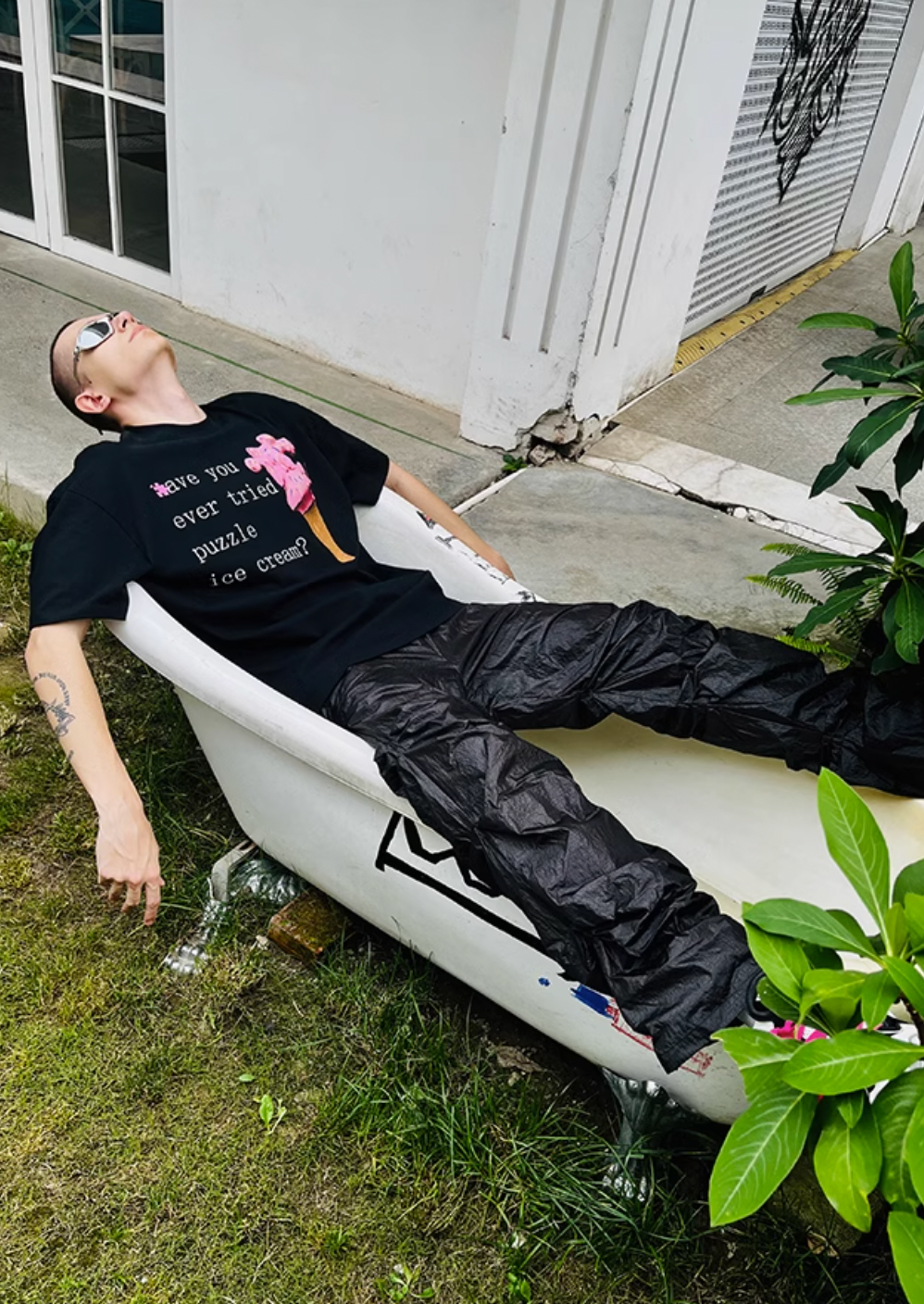 YADcrew Jigsaw Ice Cream Embroidery Tee