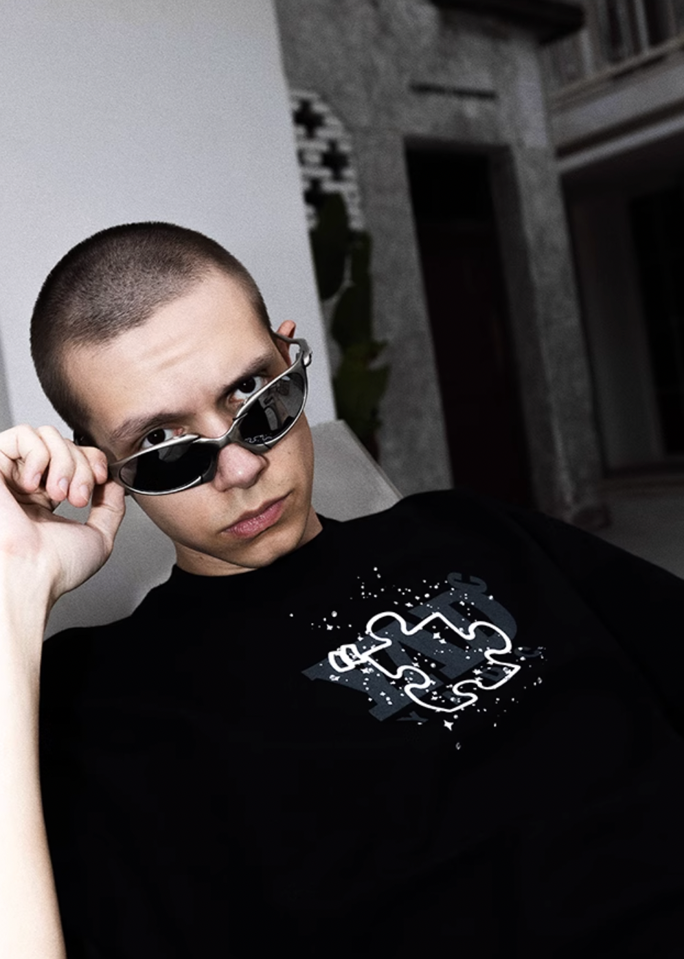 YADcrew Jigsaw Rhinestone Galaxy Tee