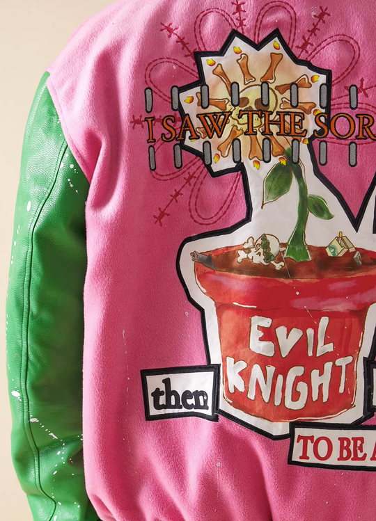 EVILKNIGHT(EK) Patchwork Embroidery Splattered Ink Baseball Jacket