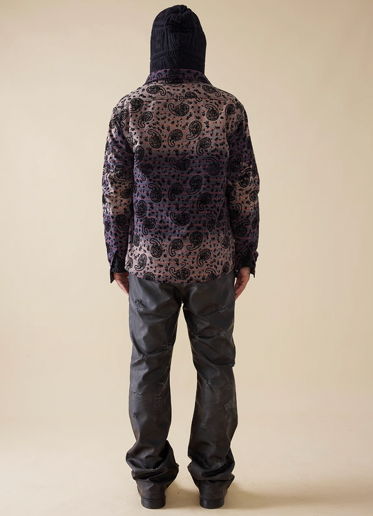 EVILKNIGHT(EK) Paisley Washed & Aged Gradient Plaid Long Sleeve Shirt