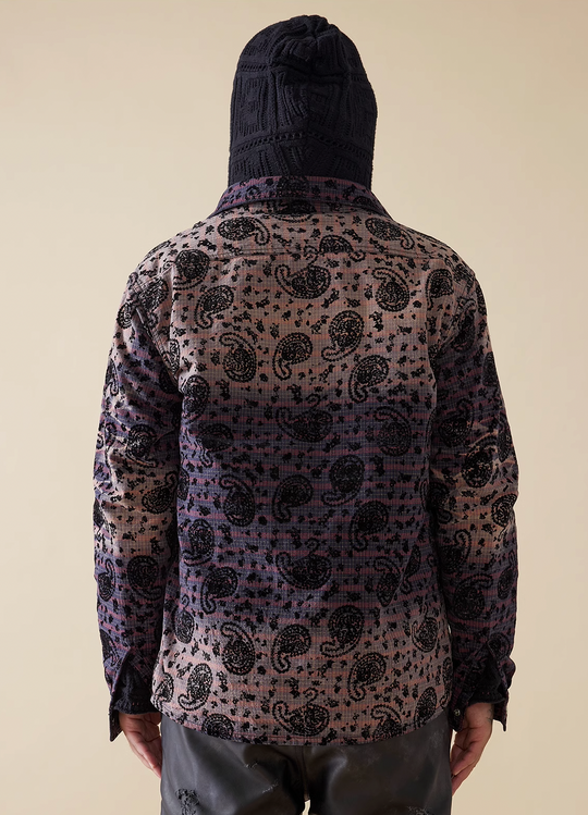 EVILKNIGHT(EK) Paisley Washed & Aged Gradient Plaid Long Sleeve Shirt