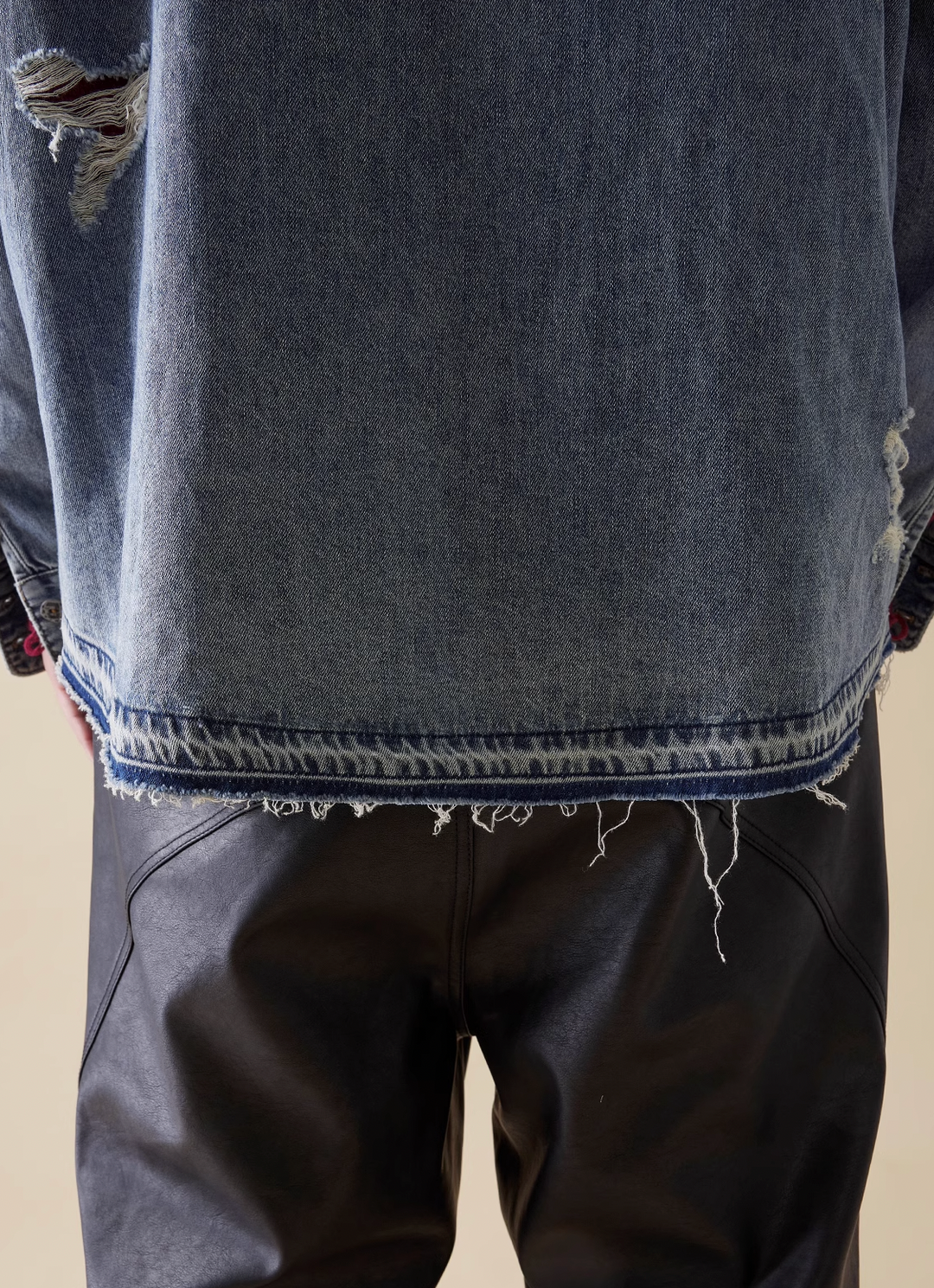 EVILKNIGHT(EK) Head Print Washed Denim Long Sleeved Shirt