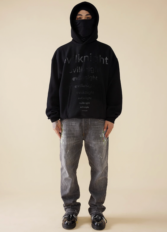 EVILKNIGHT(EK) Basic Logo Mottled Printing Hoodie