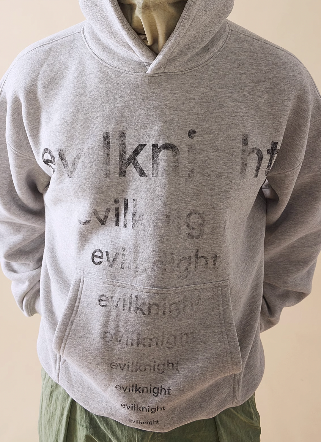 EVILKNIGHT(EK) Basic Logo Mottled Printing Hoodie
