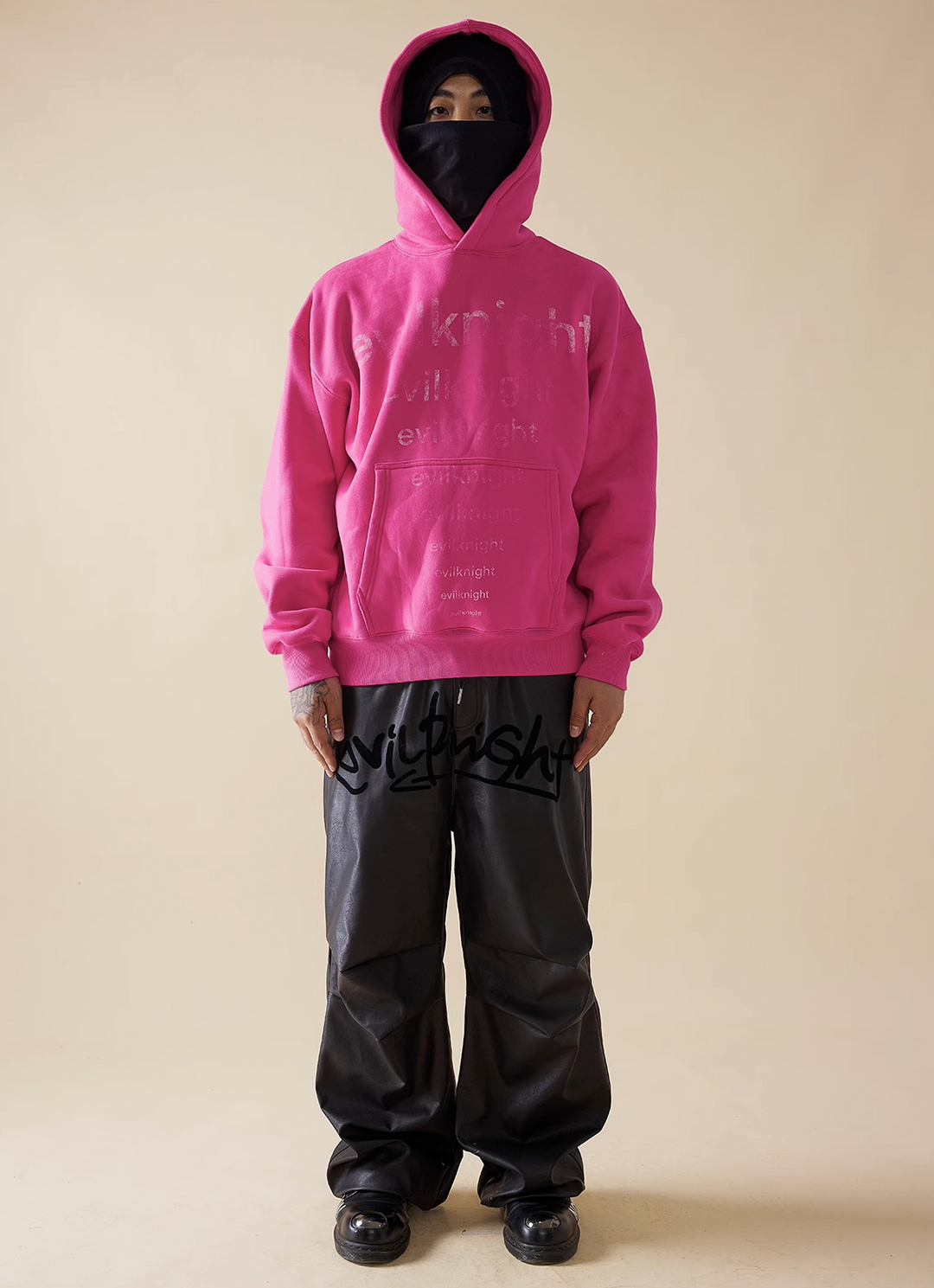 EVILKNIGHT(EK) Basic Logo Mottled Printing Hoodie