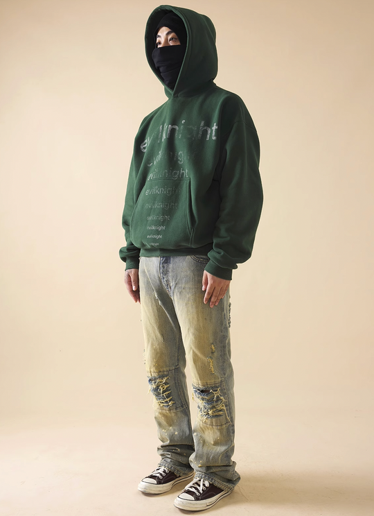 EVILKNIGHT(EK) Basic Logo Mottled Printing Hoodie