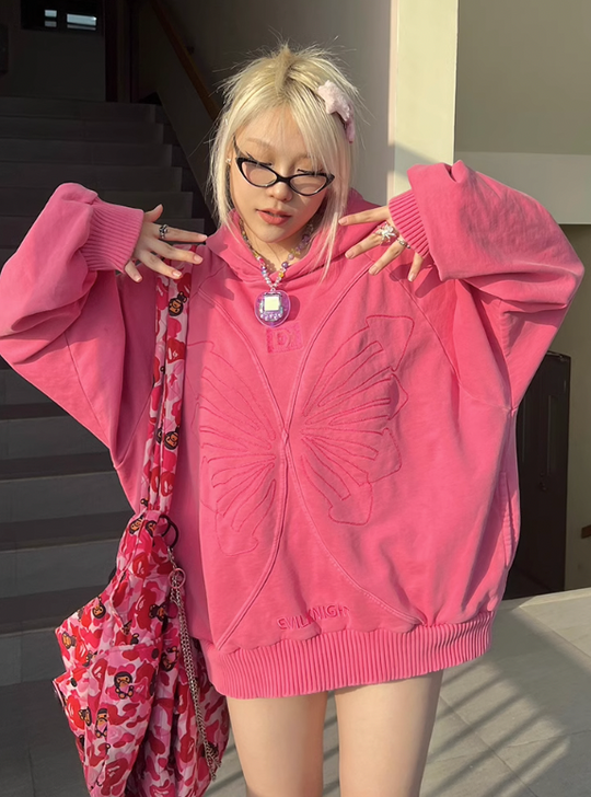 EVILKNIGHT(EK) Embroidery Butterfly Hoodie