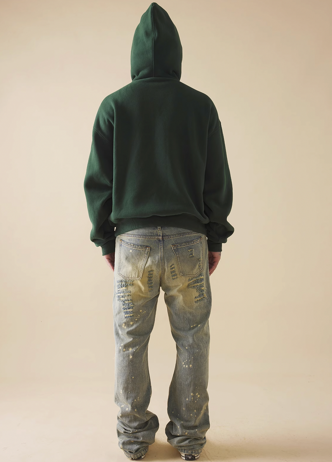 EVILKNIGHT(EK) White Ink Wash Aged Denim Micro Flare Pants