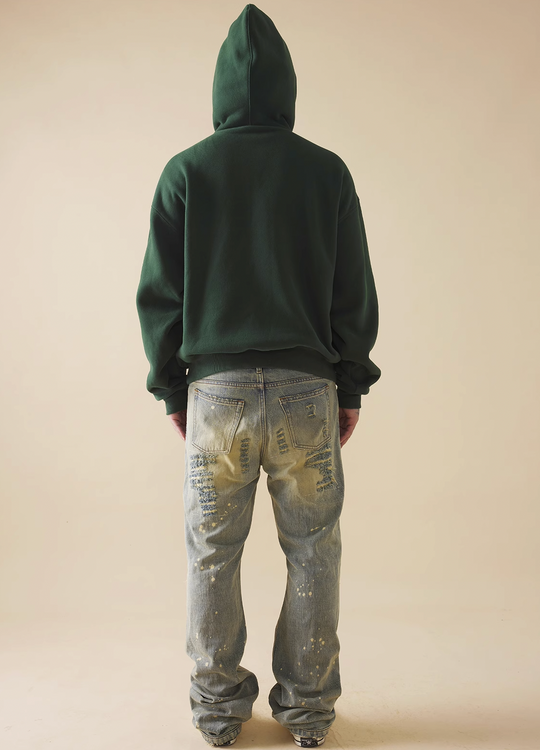 EVILKNIGHT(EK) White Ink Wash Aged Denim Micro Flare Pants