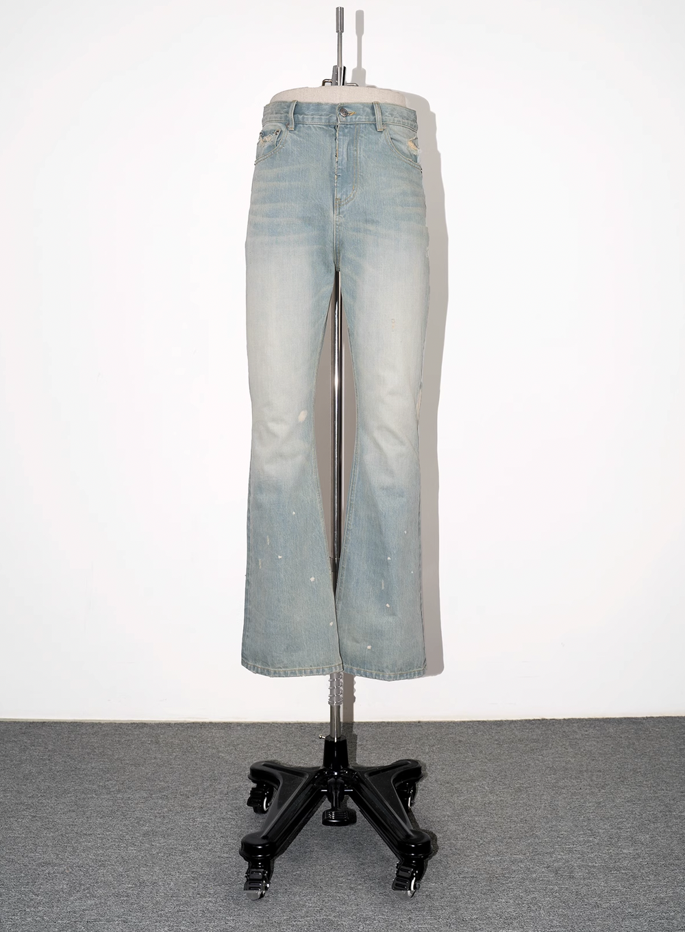 EVILKNIGHT(EK) Basic Washed Splash Ink Flared Denim Pants