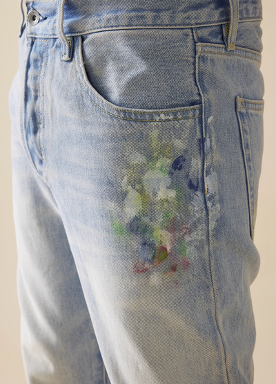 EVILKNIGHT(EK) Colorful Ink Splash Washed Denim Pants