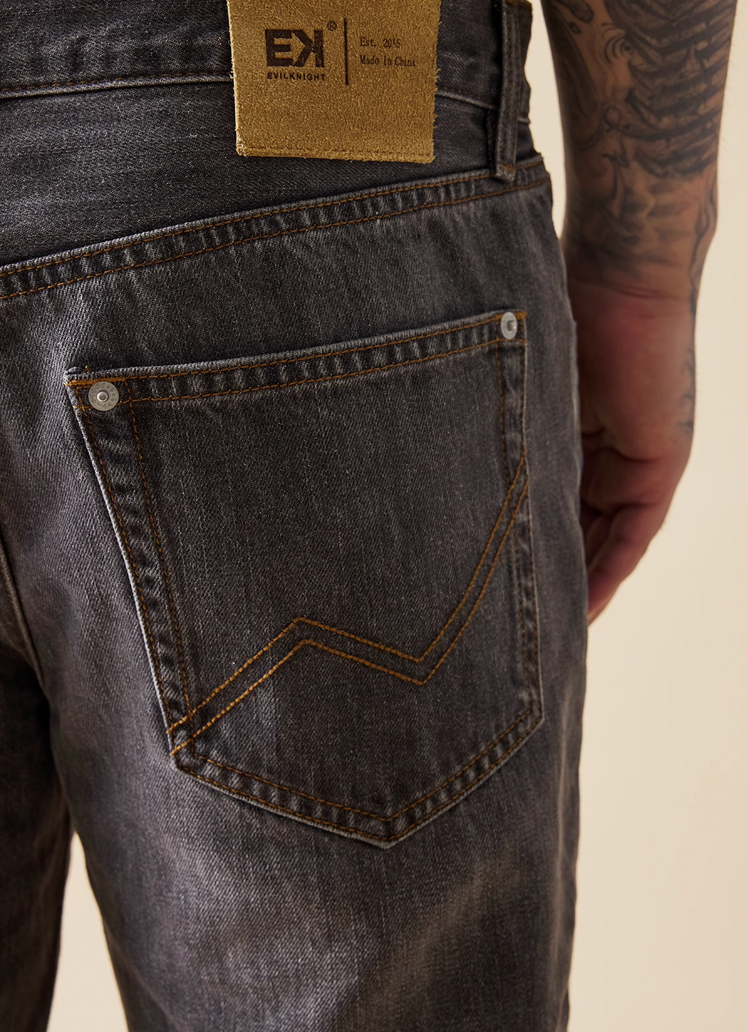 EVILKNIGHT(EK) Colorful Ink Splash Washed Denim Pants