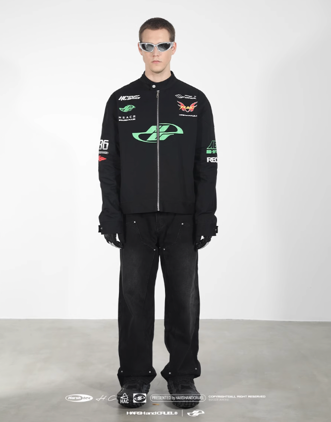 Harsh and Cruel Elements Print Racing Jacket