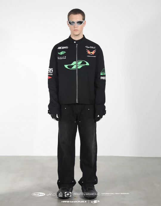 Harsh and Cruel Elements Print Racing Jacket