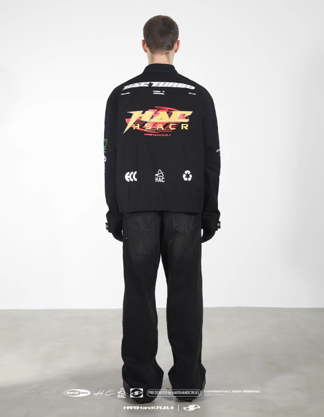 Harsh and Cruel Elements Print Racing Jacket