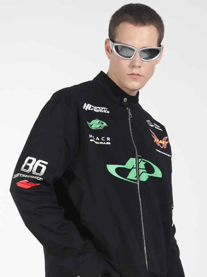 Harsh and Cruel Elements Print Racing Jacket