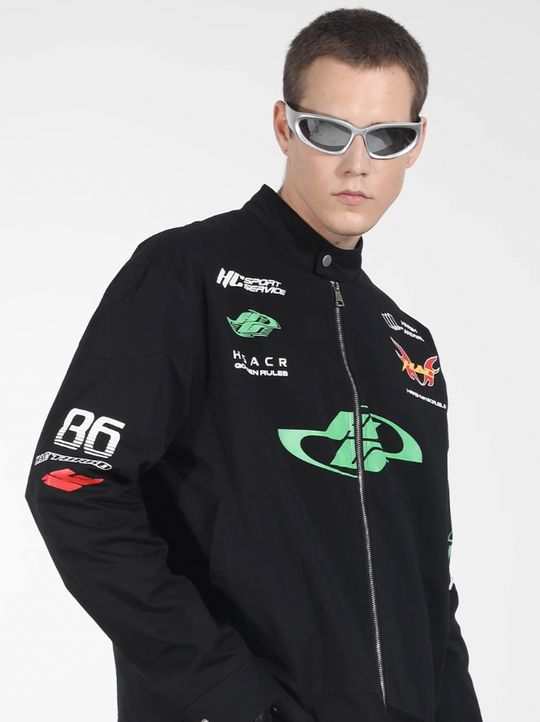 Harsh and Cruel Elements Print Racing Jacket