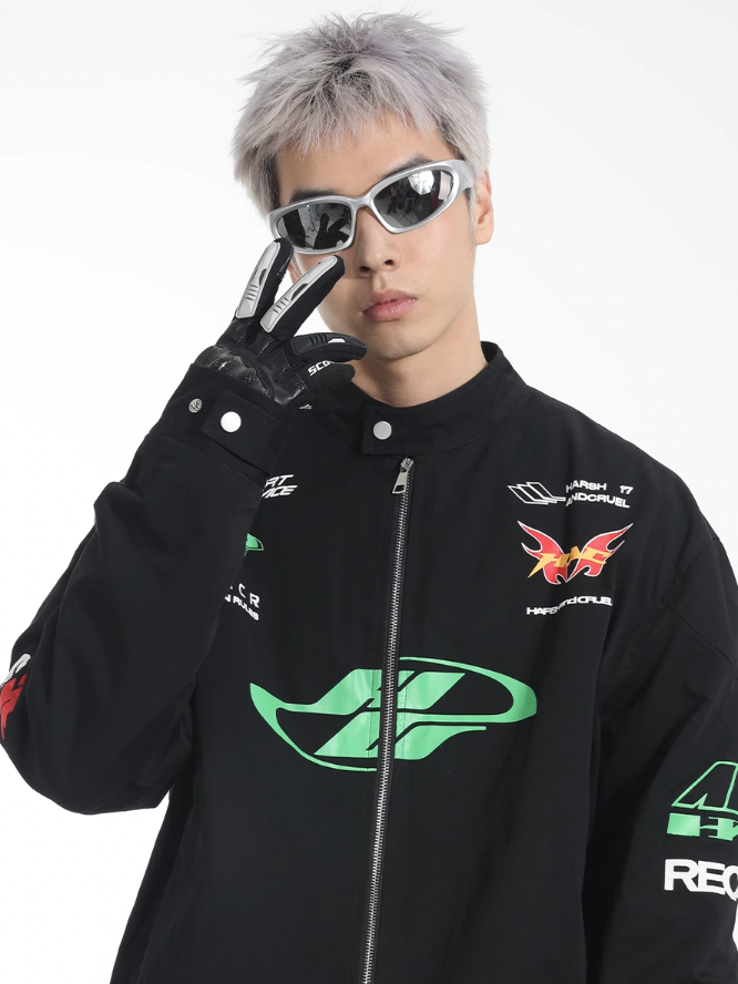 Harsh and Cruel Elements Print Racing Jacket