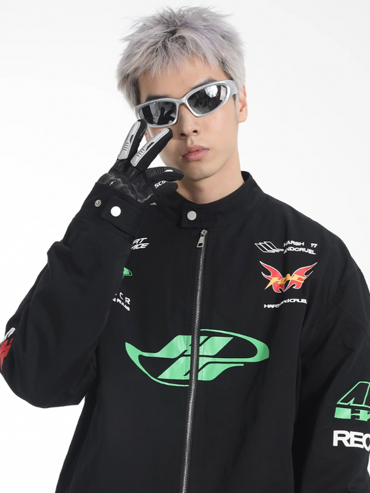 Harsh and Cruel Elements Print Racing Jacket
