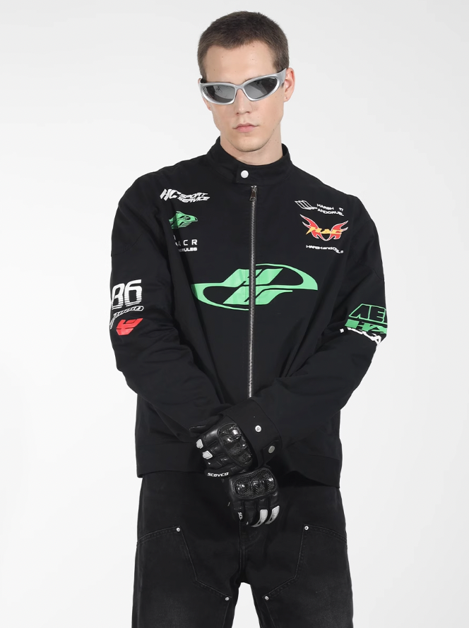 Harsh and Cruel Elements Print Racing Jacket