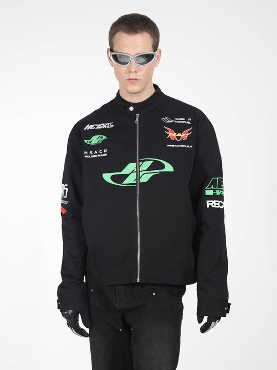 Harsh and Cruel Elements Print Racing Jacket