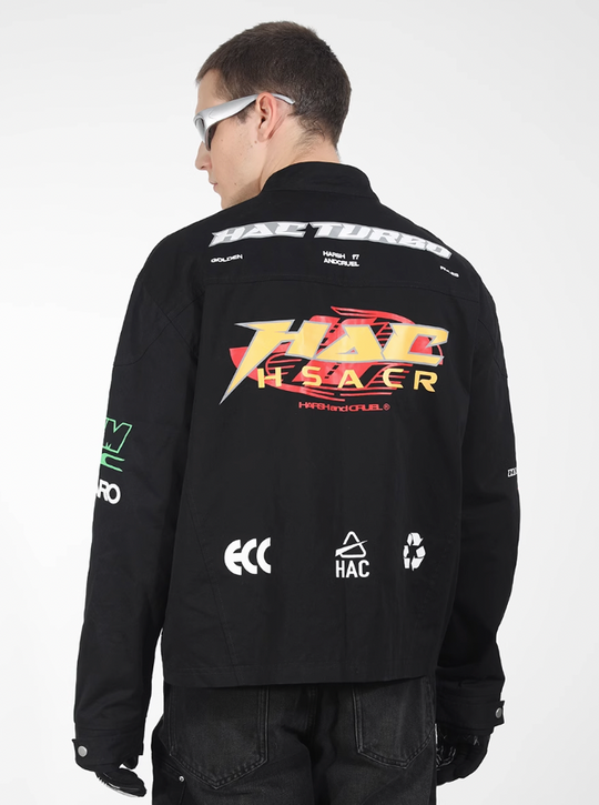 Harsh and Cruel Elements Print Racing Jacket