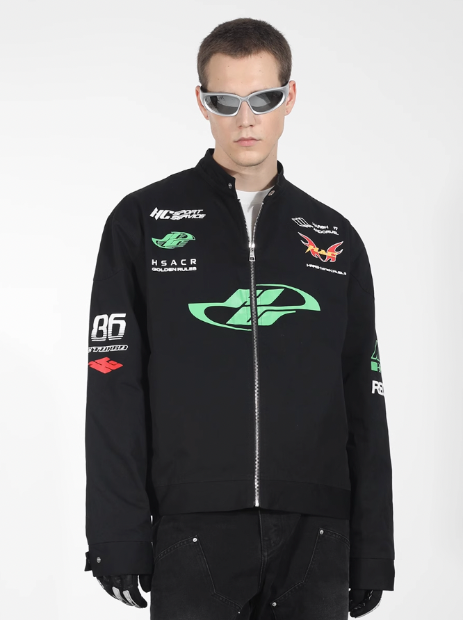 Harsh and Cruel Elements Print Racing Jacket