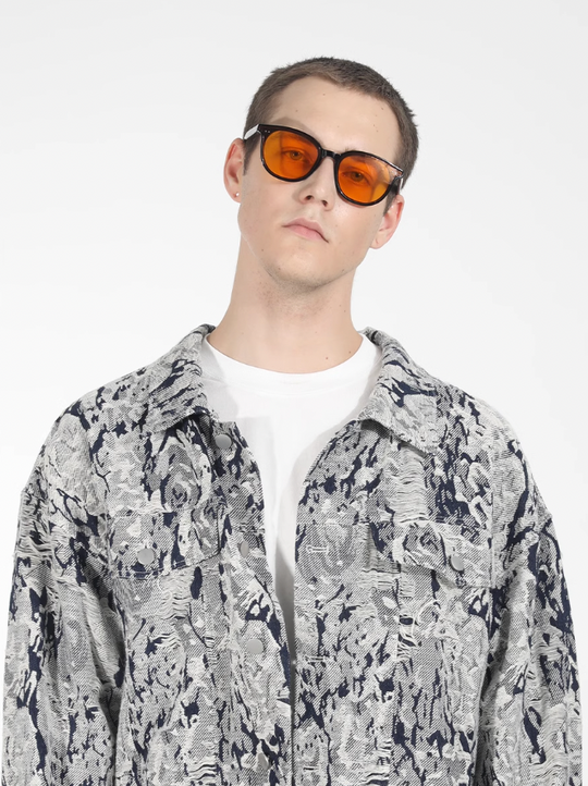 Harsh and Cruel Tie Dye Full Print Rose Jacquard Denim Jacket