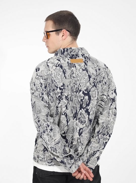 Harsh and Cruel Tie Dye Full Print Rose Jacquard Denim Jacket