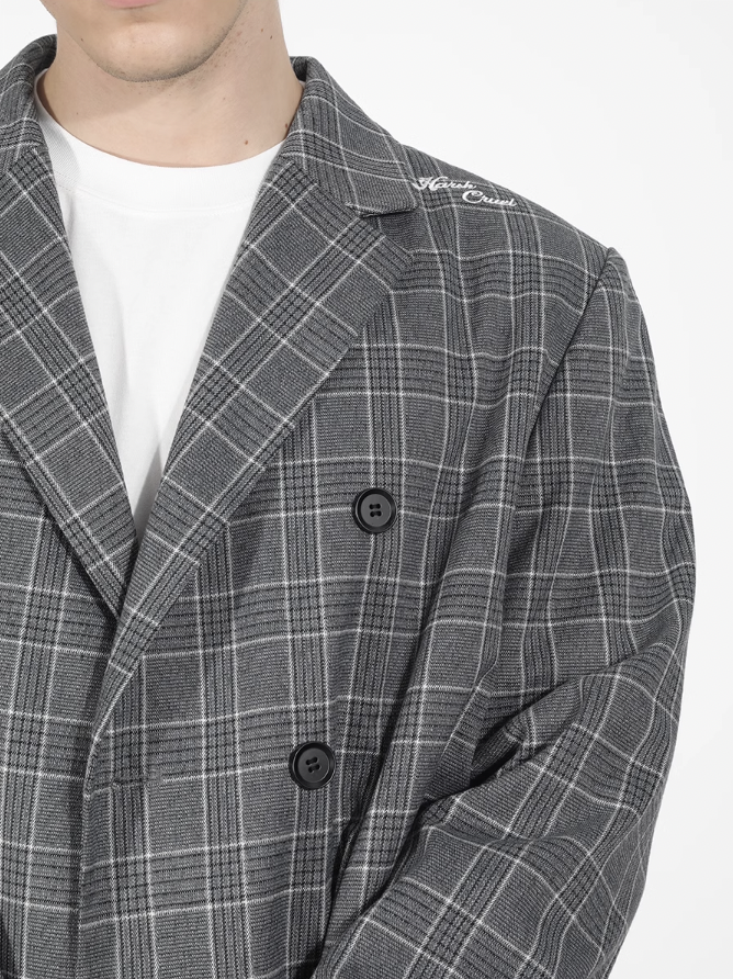 Harsh and Cruel Customized Check Double Breasted Blazer