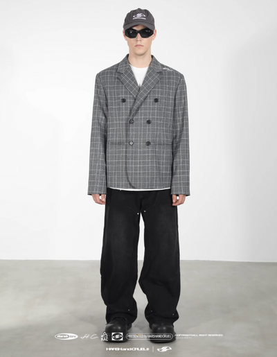 Harsh and Cruel Customized Check Double Breasted Blazer