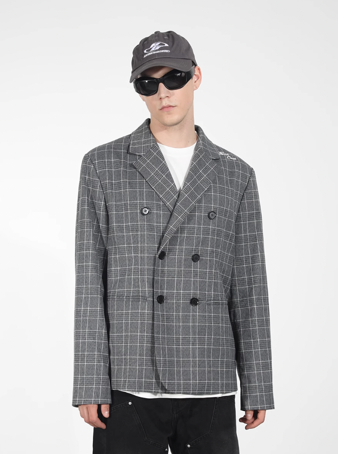 Harsh and Cruel Customized Check Double Breasted Blazer
