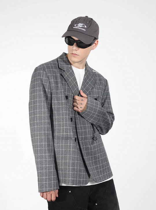 Harsh and Cruel Customized Check Double Breasted Blazer