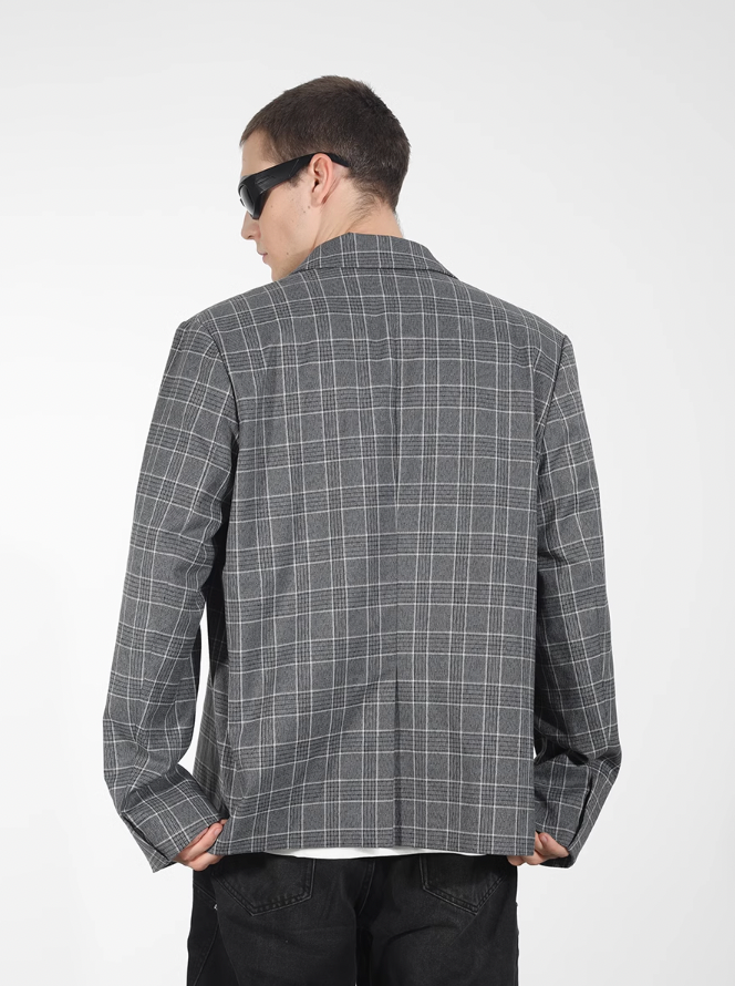 Harsh and Cruel Customized Check Double Breasted Blazer
