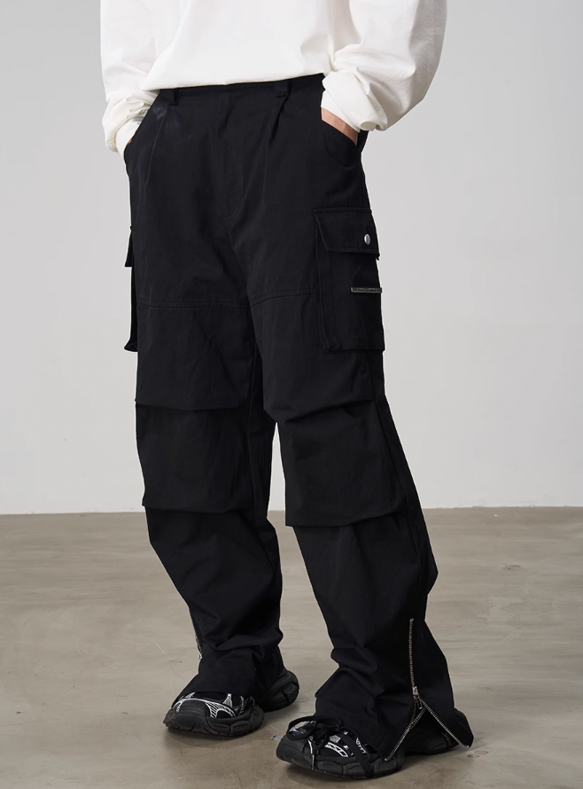 Harsh and Cruel Double Knee Pleated Contour Zip Work Pants