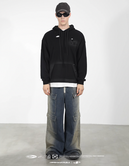 Harsh and Cruel Heavy Wash Multi Pocket Wide Leg Pants